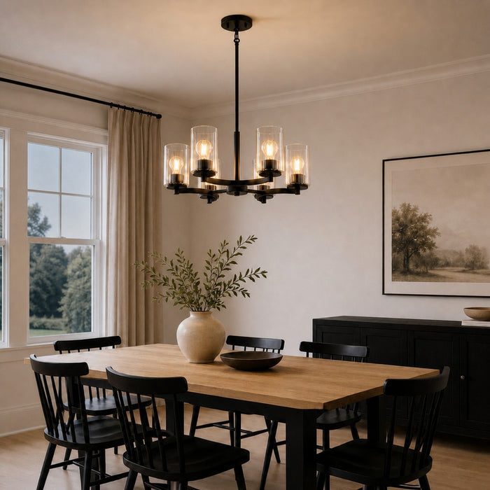 Vaxcel - H0326 - Six Light Chandelier - Maple Valley - Matte Black