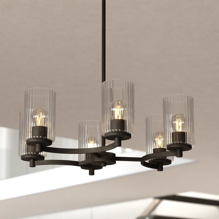 Vaxcel - H0326 - Six Light Chandelier - Maple Valley - Matte Black