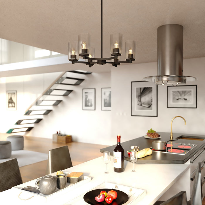 Vaxcel - H0326 - Six Light Chandelier - Maple Valley - Matte Black