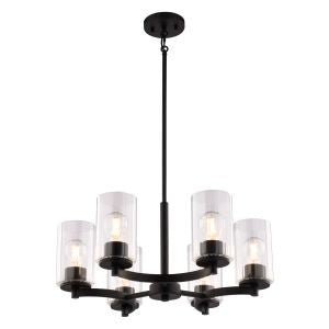 Vaxcel - H0326 - Six Light Chandelier - Maple Valley - Matte Black