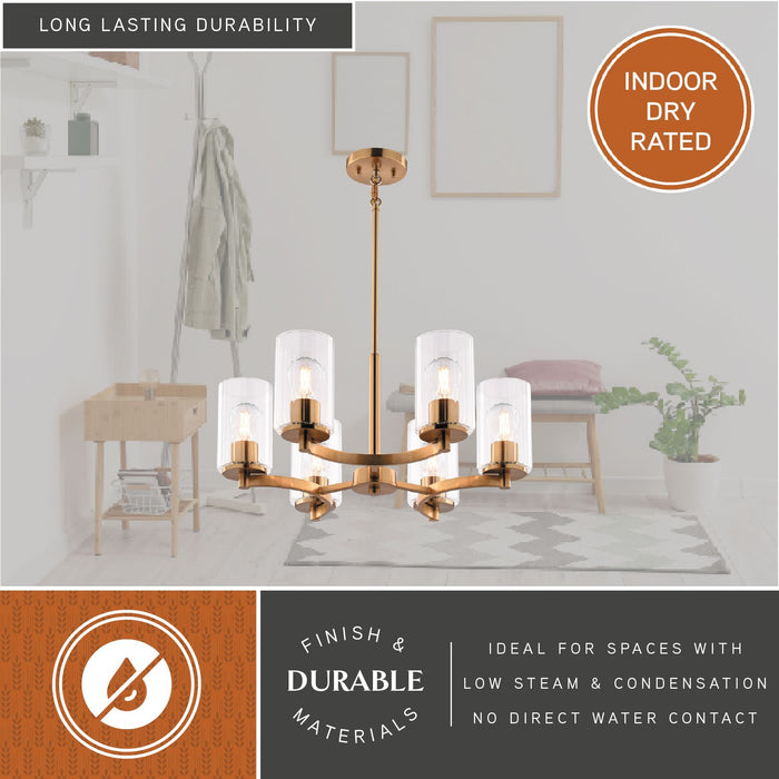 Vaxcel - H0327 - Six Light Chandelier - Maple Valley - Champagne Gold