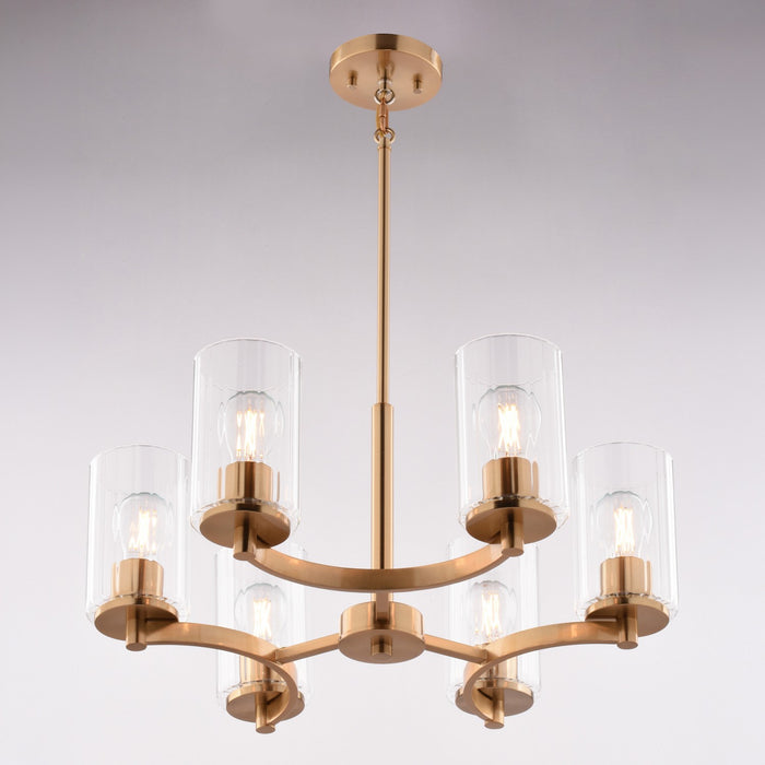 Vaxcel - H0327 - Six Light Chandelier - Maple Valley - Champagne Gold