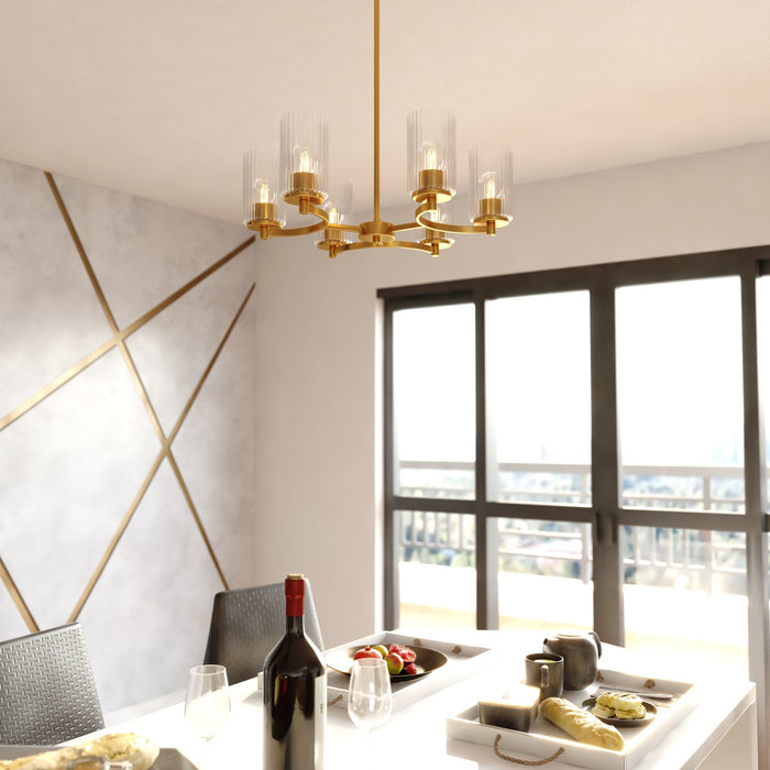 Vaxcel - H0327 - Six Light Chandelier - Maple Valley - Champagne Gold