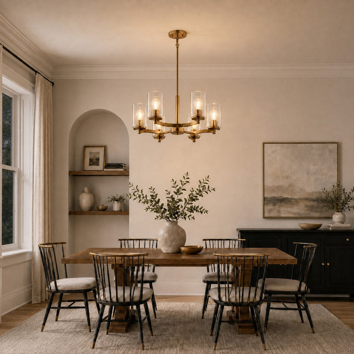 Vaxcel - H0327 - Six Light Chandelier - Maple Valley - Champagne Gold