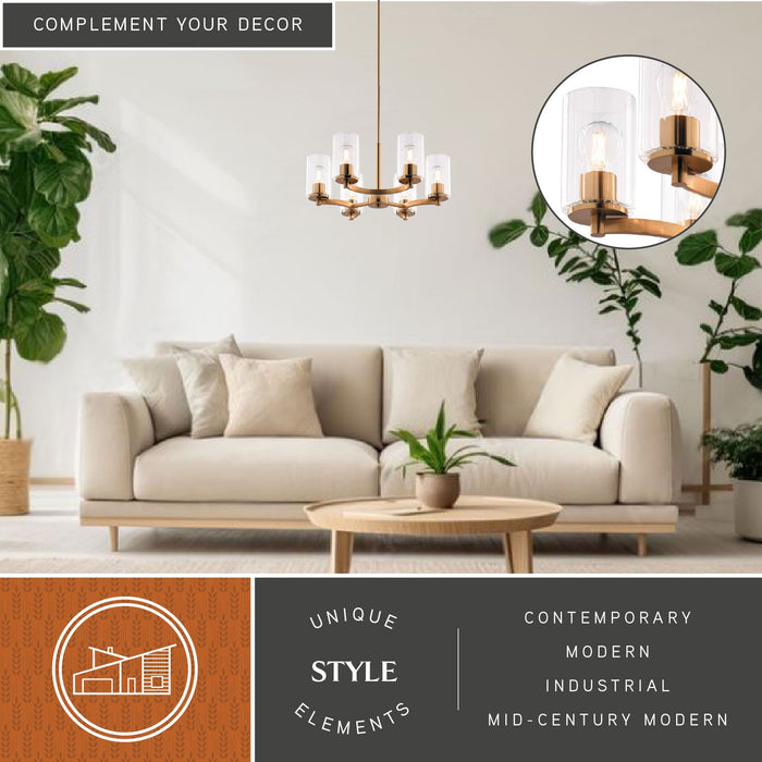 Vaxcel - H0327 - Six Light Chandelier - Maple Valley - Champagne Gold