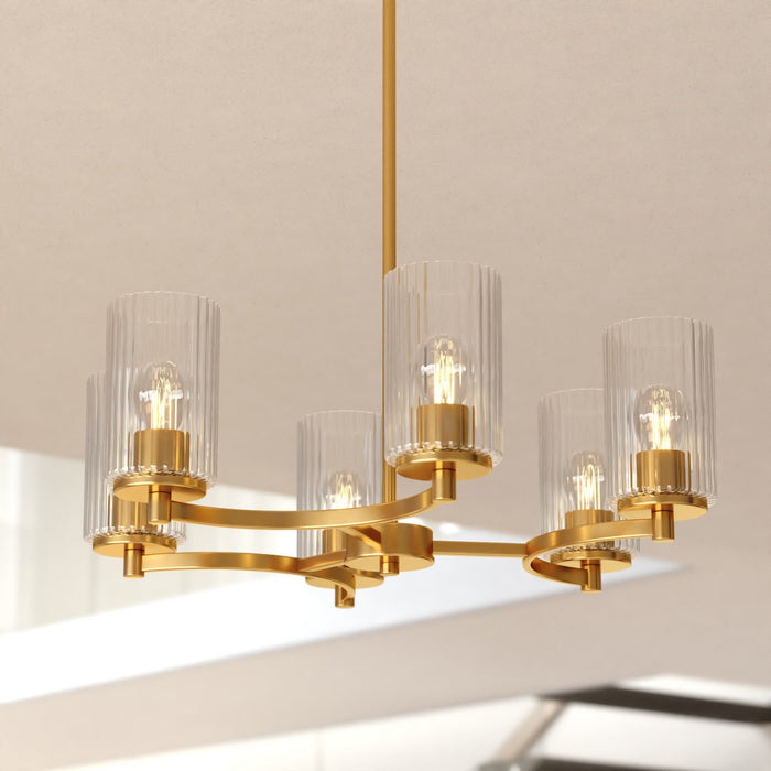 Vaxcel - H0327 - Six Light Chandelier - Maple Valley - Champagne Gold