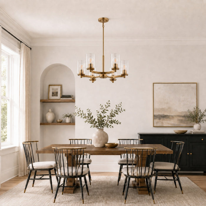 Vaxcel - H0327 - Six Light Chandelier - Maple Valley - Champagne Gold