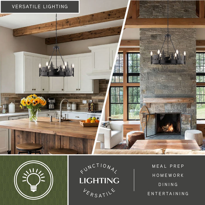 Vaxcel - H0329 - Six Light Chandelier - Acadia - Bronze