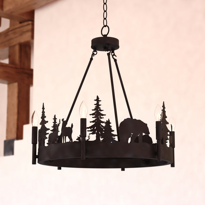 Vaxcel - H0329 - Six Light Chandelier - Acadia - Bronze