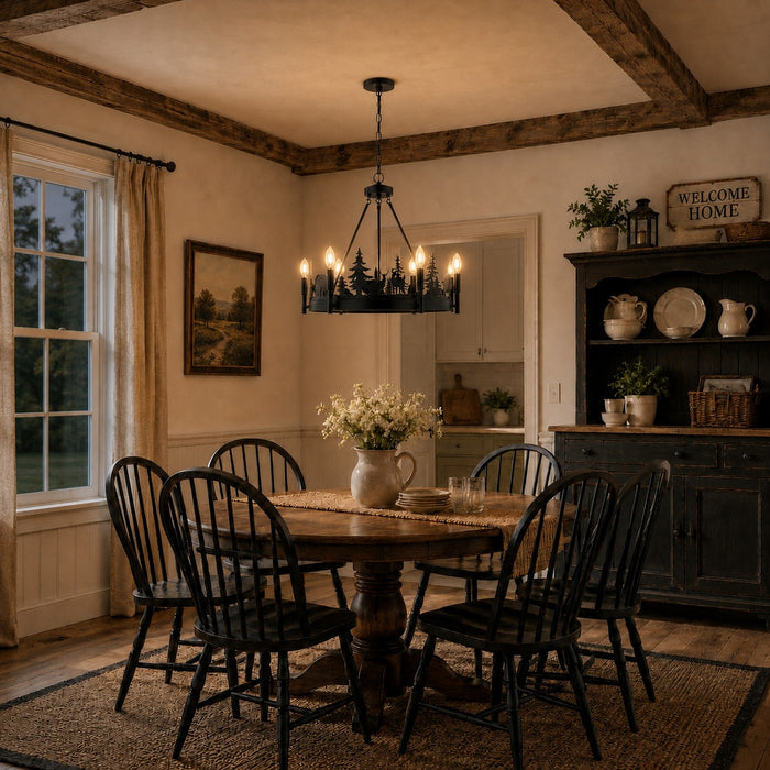 Vaxcel - H0329 - Six Light Chandelier - Acadia - Bronze
