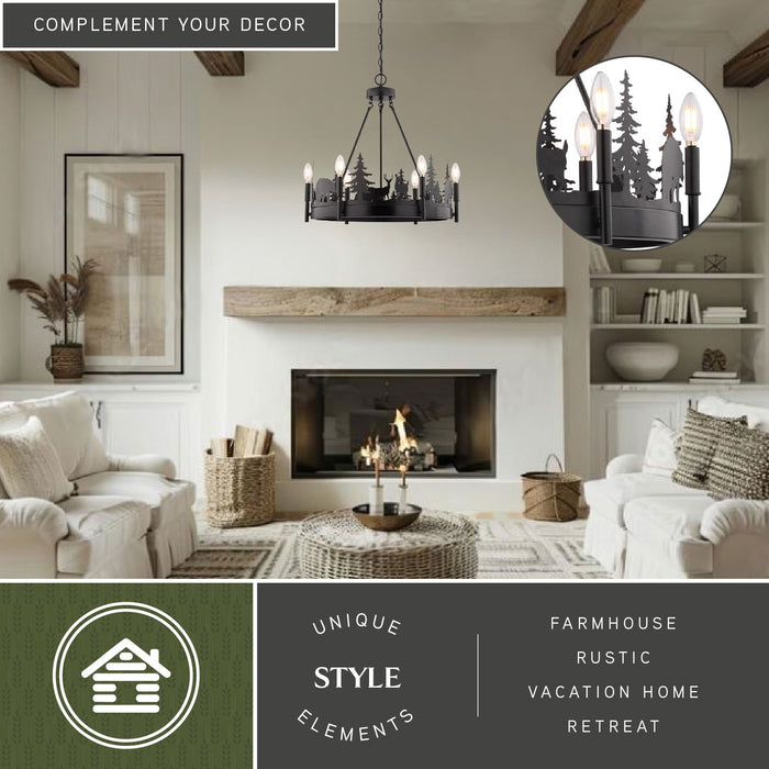 Vaxcel - H0329 - Six Light Chandelier - Acadia - Bronze
