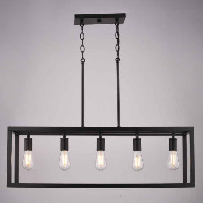 Vaxcel - H0331 - Five Light Linear Chandelier - Pratt - Matte Black