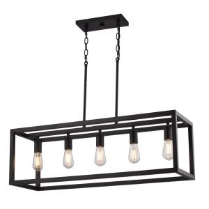 Vaxcel - H0331 - Five Light Linear Chandelier - Pratt - Matte Black