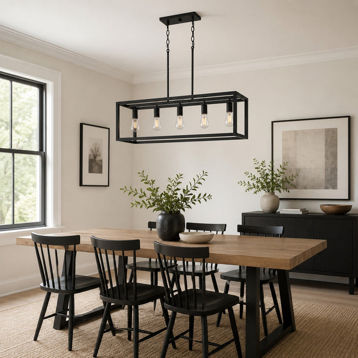 Vaxcel - H0331 - Five Light Linear Chandelier - Pratt - Matte Black