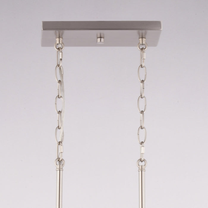Vaxcel - H0332 - Five Light Linear Chandelier - Pratt - Satin Nickel and Light Oak