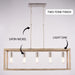 Vaxcel - H0332 - Five Light Linear Chandelier - Pratt - Satin Nickel and Light Oak