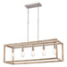 Vaxcel - H0332 - Five Light Linear Chandelier - Pratt - Satin Nickel and Light Oak