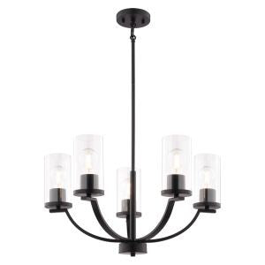 Vaxcel - H0333 - Five Light Chandelier - Elmwood Park - Matte Black