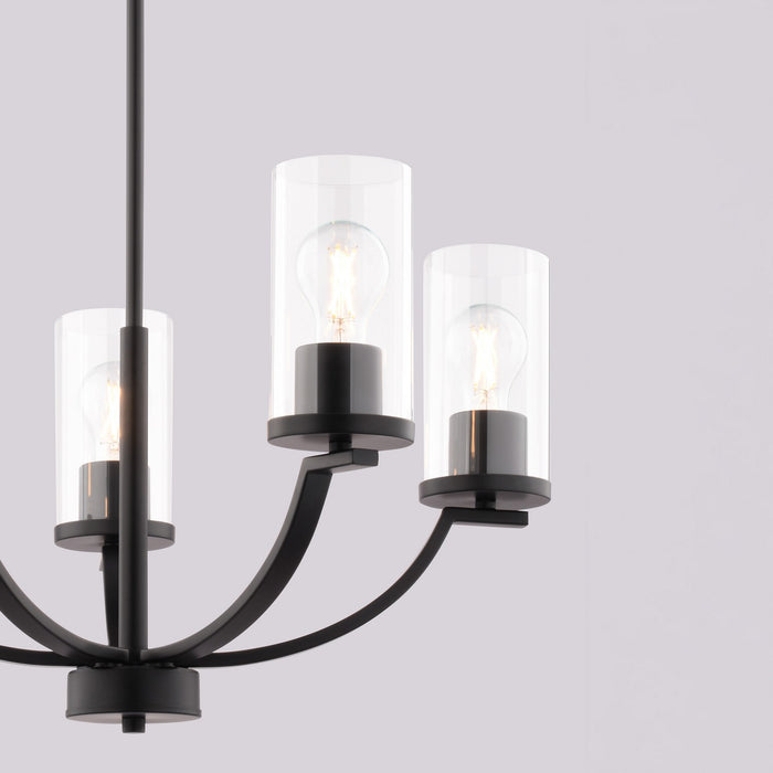 Vaxcel - H0333 - Five Light Chandelier - Elmwood Park - Matte Black