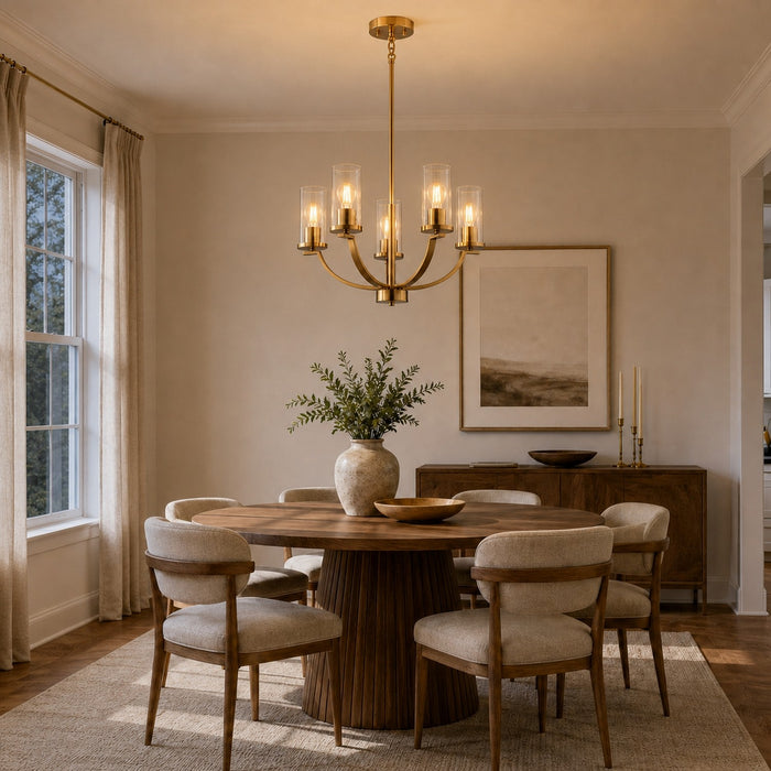 Vaxcel - H0334 - Five Light Chandelier - Elmwood Park - Champagne Gold