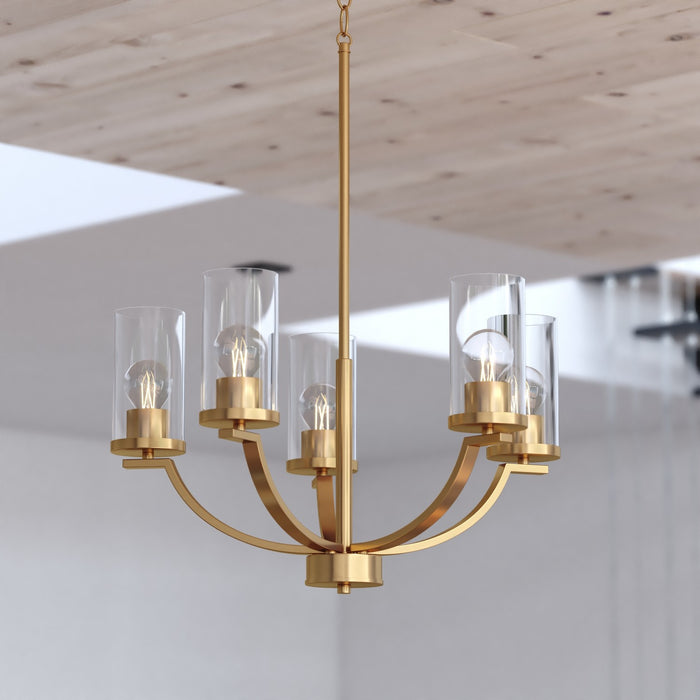 Vaxcel - H0334 - Five Light Chandelier - Elmwood Park - Champagne Gold