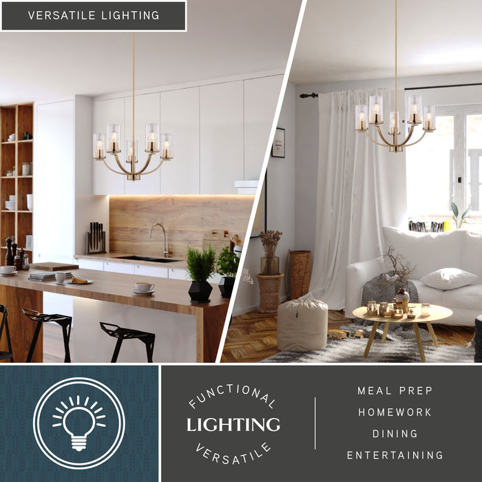 Vaxcel - H0334 - Five Light Chandelier - Elmwood Park - Champagne Gold