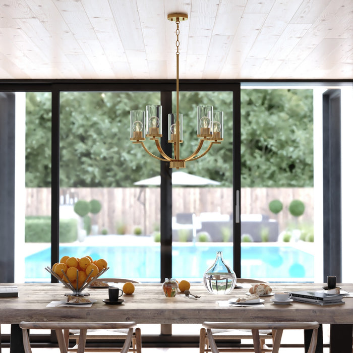 Vaxcel - H0334 - Five Light Chandelier - Elmwood Park - Champagne Gold