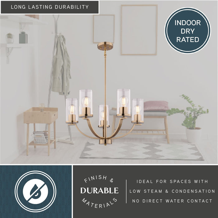 Vaxcel - H0334 - Five Light Chandelier - Elmwood Park - Champagne Gold