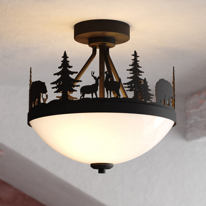 Vaxcel - C0374 - Two Light Semi-Flush Mount - Acadia - Bronze