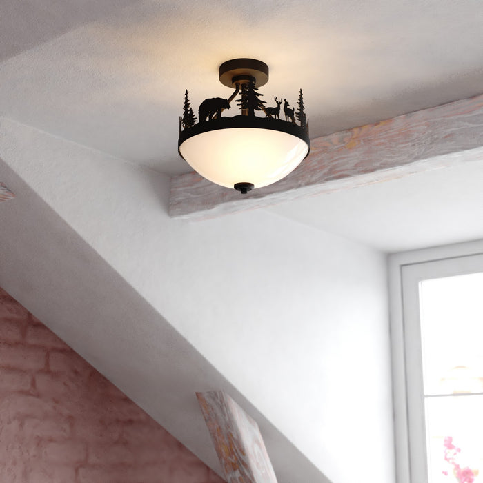 Vaxcel - C0374 - Two Light Semi-Flush Mount - Acadia - Bronze