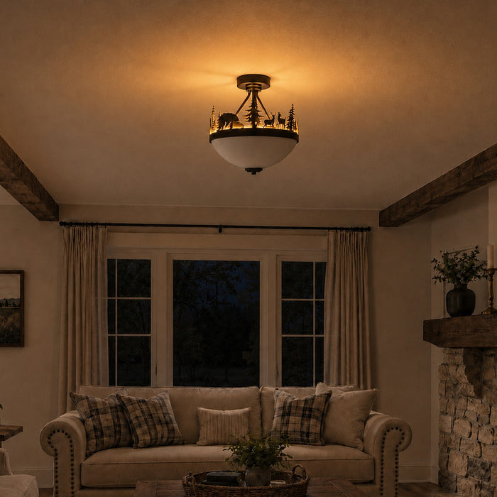 Vaxcel - C0374 - Two Light Semi-Flush Mount - Acadia - Bronze