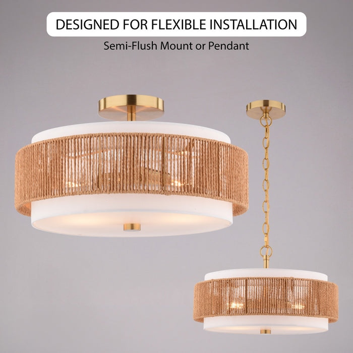 Vaxcel - C0375 - Two Light Semi-Flush Mount - Abbotsford - Muted Brass