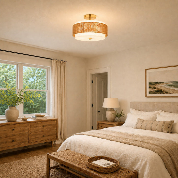 Vaxcel - C0375 - Two Light Semi-Flush Mount - Abbotsford - Muted Brass