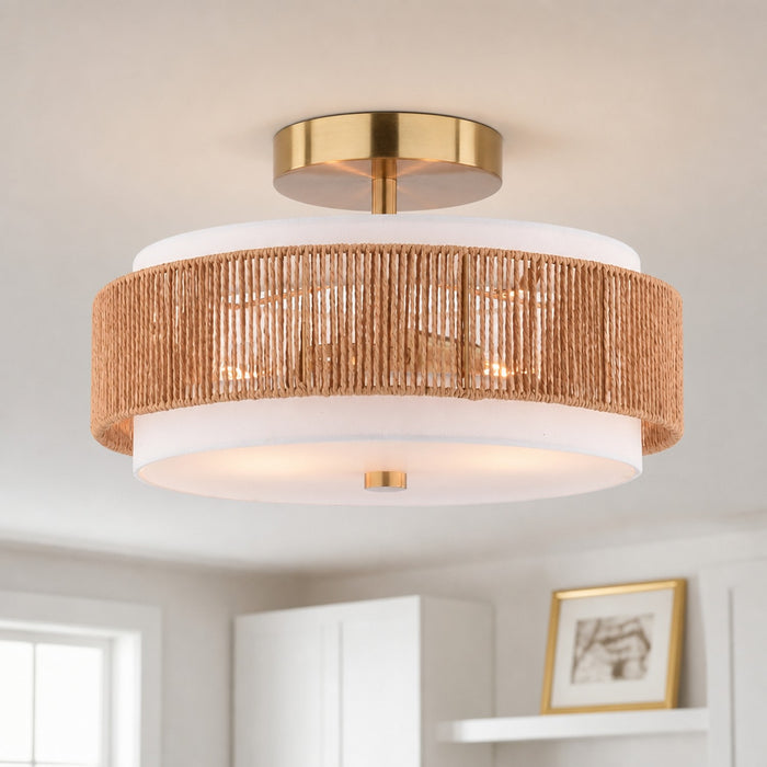 Vaxcel - C0375 - Two Light Semi-Flush Mount - Abbotsford - Muted Brass