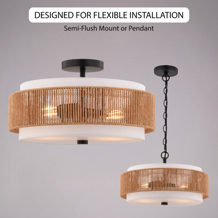 Vaxcel - C0376 - Two Light Semi-Flush Mount - Abbotsford - Matte Black