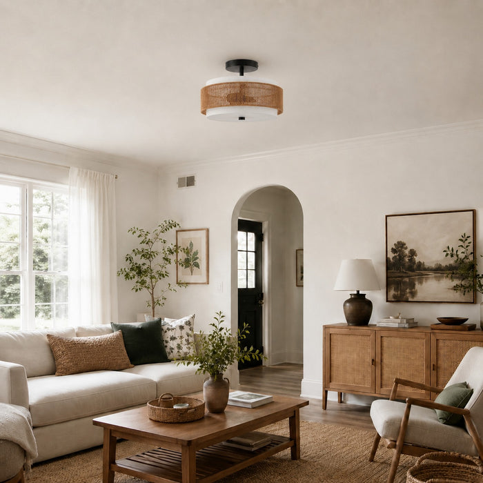Vaxcel - C0376 - Two Light Semi-Flush Mount - Abbotsford - Matte Black