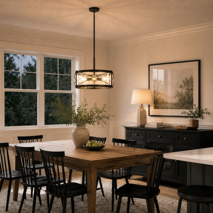 Vaxcel - P0468 - Four Light Pendant - Harrison - Matte Black
