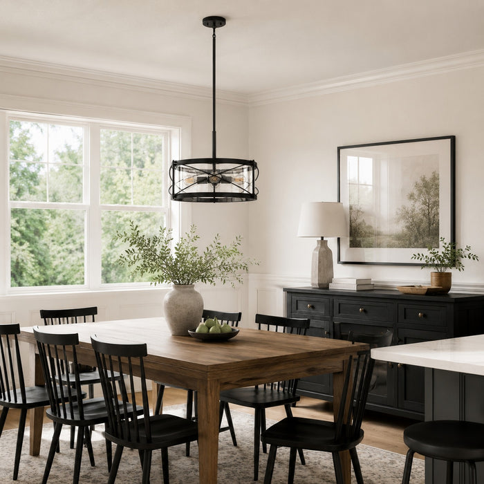 Vaxcel - P0468 - Four Light Pendant - Harrison - Matte Black