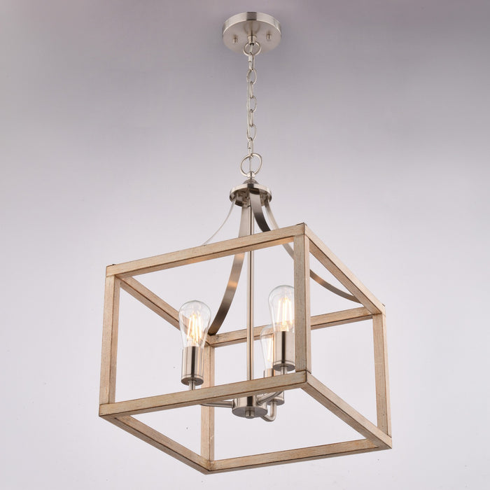 Vaxcel - P0470 - Three Light Pendant - Pratt - Satin Nickel and Light Oak