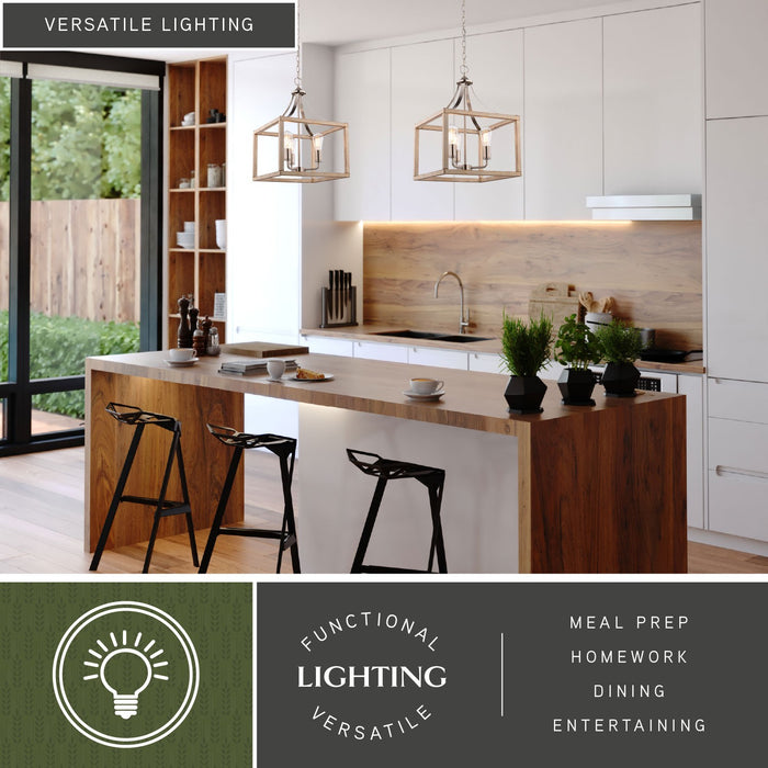 Vaxcel - P0470 - Three Light Pendant - Pratt - Satin Nickel and Light Oak