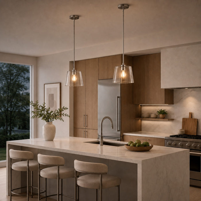 Vaxcel - P0473 - One Light Pendant - Evanston - Satin Nickel