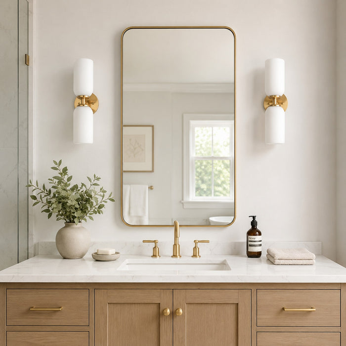 Vaxcel - W0566 - Two Light Wall Sconce - Shelby - Natural Brass