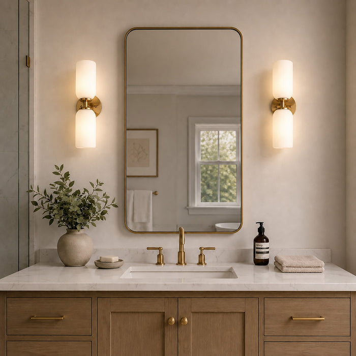 Vaxcel - W0566 - Two Light Wall Sconce - Shelby - Natural Brass