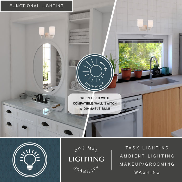 Vaxcel - W0576 - Two Light Vanity - Laurelhurst - Satin Nickel