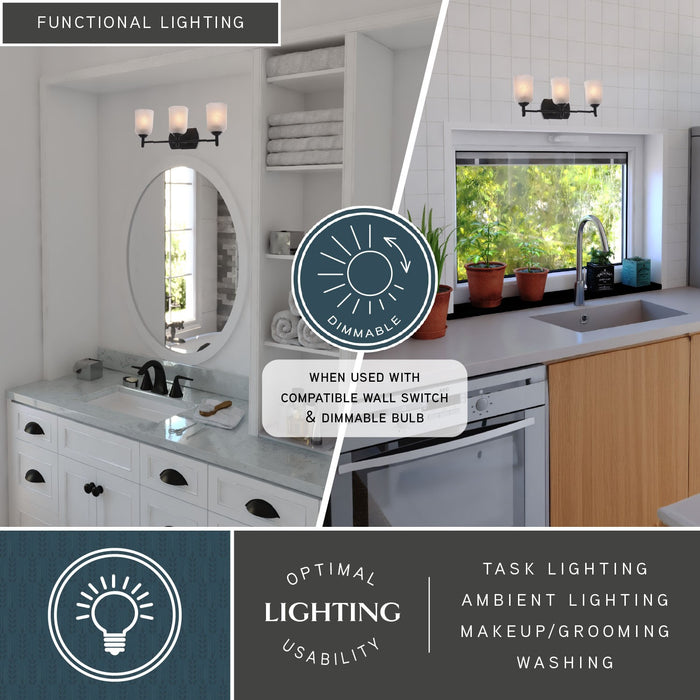 Vaxcel - W0577 - Three Light Vanity - Laurelhurst - Matte Black