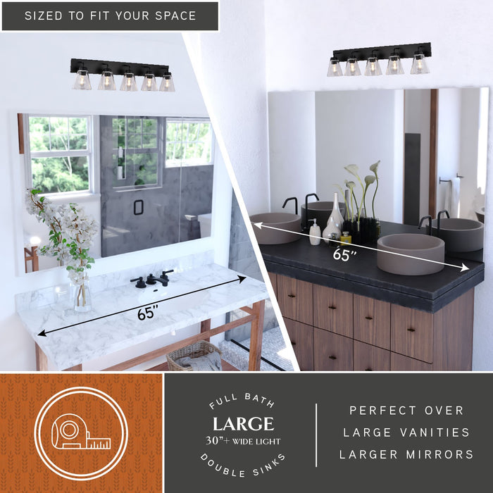 Vaxcel - W0591 - Five Light Vanity - Lowell - Matte Black