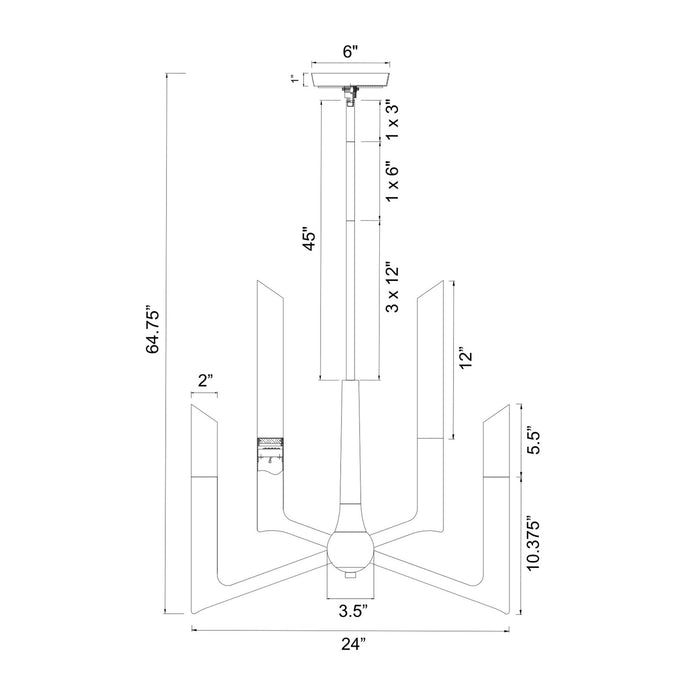 Zeev Lighting - CD12003-LED-5-24-SBB - LED Chandelier - Valenza - Satin Brushed Black