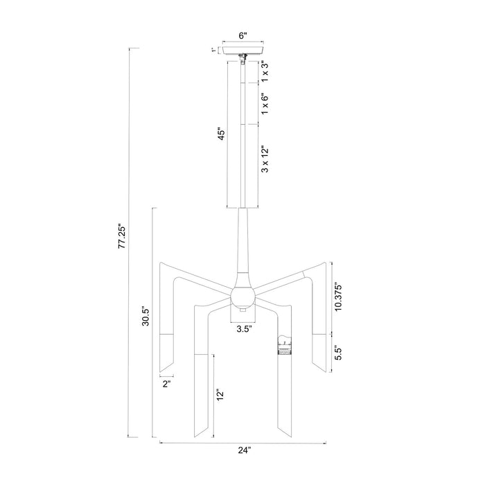 Zeev Lighting - CD12003-LED-5-24-SBB - LED Chandelier - Valenza - Satin Brushed Black