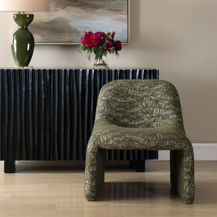 Uttermost - 53148 - Accent Chair - Menlo - Olive Green Over An Off-white