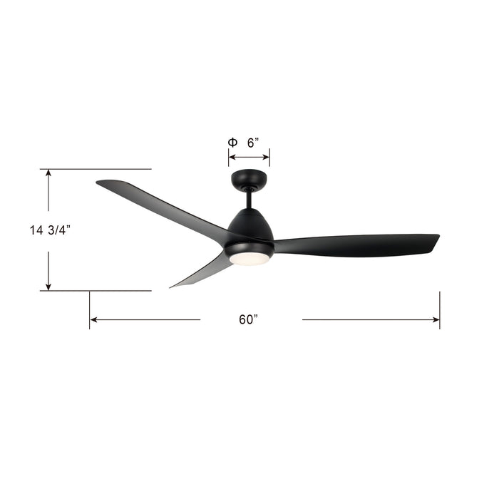 Millennium - 1111LED-MBK-MBK - 60" Ceiling Fan - Kylpin - Matte Black